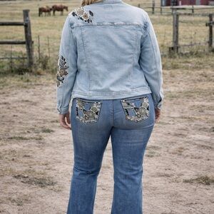 Vigoss Light Blue Embroidered Flare Jeans